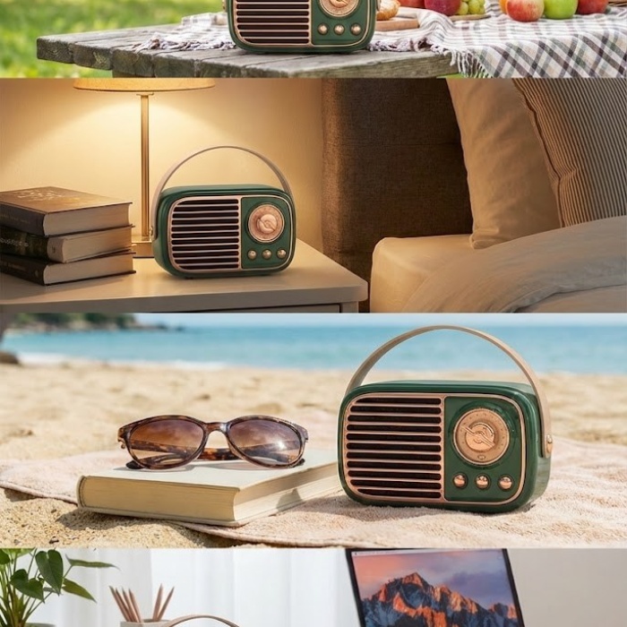 ® Yeni Ürün Nostaljik Retro Bluetooth FM Radyo, USB ve Bluetooth Kablosuz Hoparlör